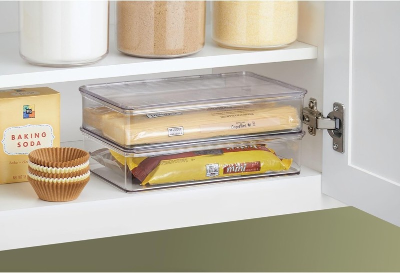 Kitchen Binz BPA-Free Plastic Stackable Organizer Box with Lid -, Clear gallery