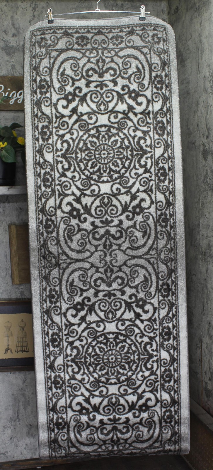 Maples Rugs Pelham Medallion Runner Washable Rug Gray Tonal 2 ft x 6 ft gallery