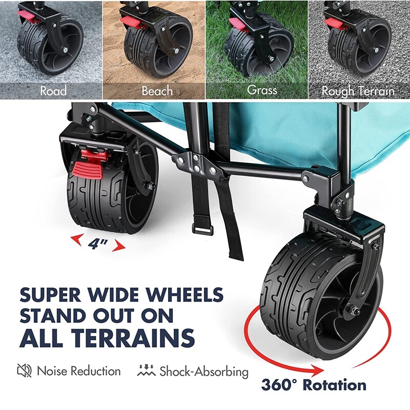 VILLEY Folding Beach Wagon Cart Collapsible Wagon Enlarged 225 lbs Load Capacity gallery