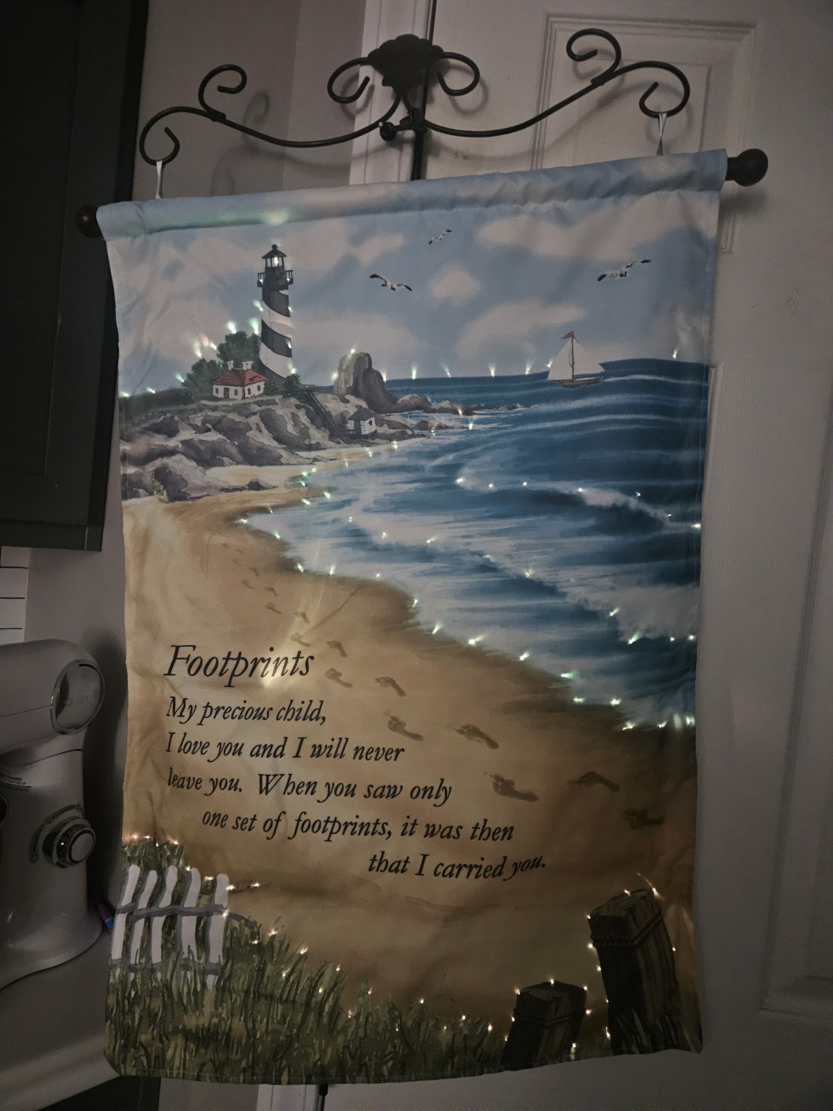 Footprints In The Sand Light Up Wall Hanging 24" wide 38" tall gallery