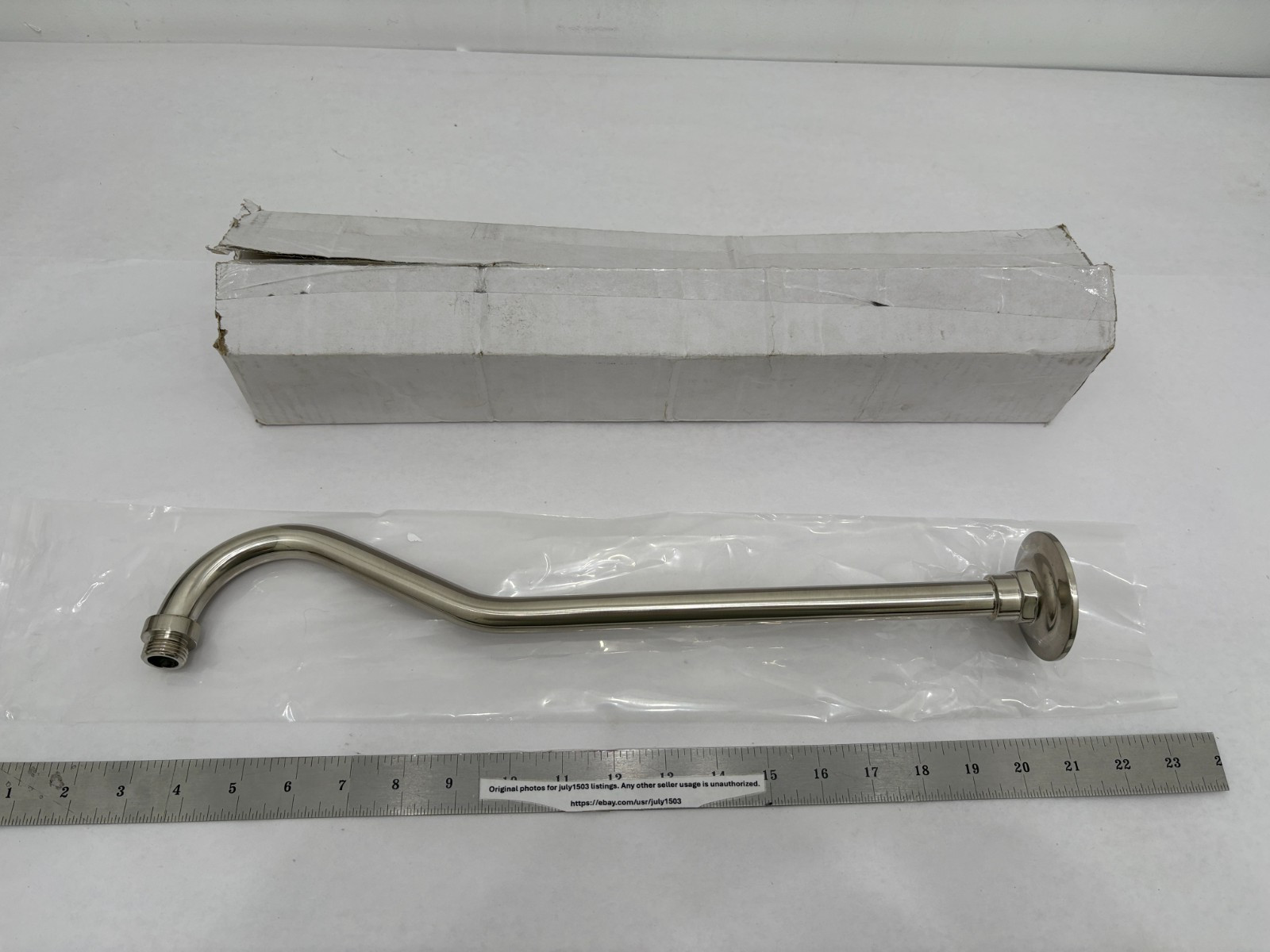 NEW Jones Stephens 18" Raised Bend Shower Arm/Flange BRUSH NICKEL - S0157B (cos) gallery