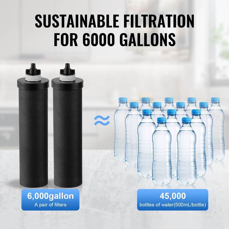 VEVOR 2.25G Gravity-fed Water Filter Countertop System Stainless Steel 2 Filters gallery