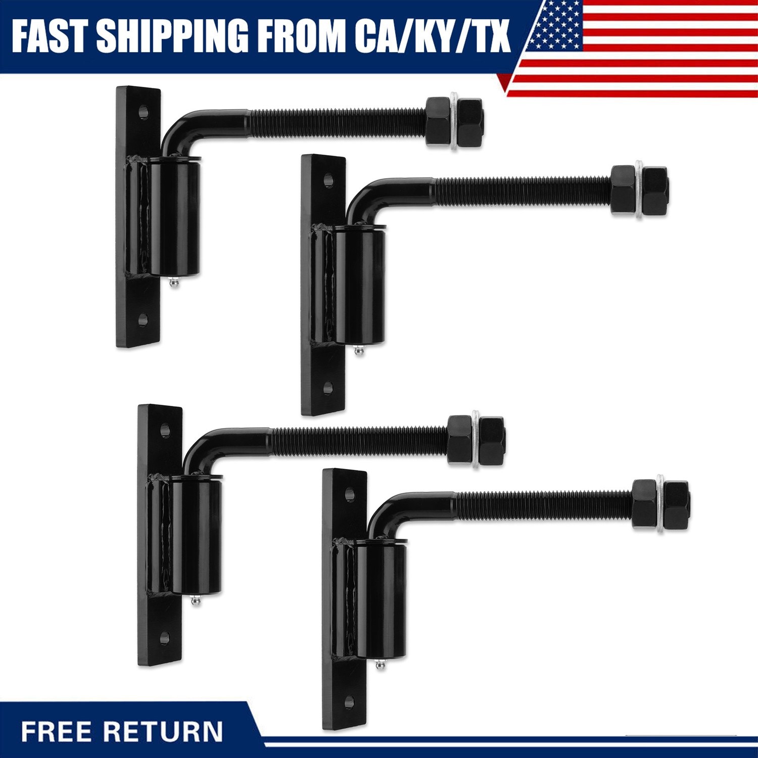 4 Pack Bolt on 3/4" J-Bolt Gate Hinge Heavy Duty 7" Adjustable Barrel 1100 lbs gallery