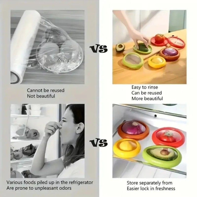 Silicone Fruit Vegetable Storage Box Food Fresh Keeping Reusable Container Save gallery