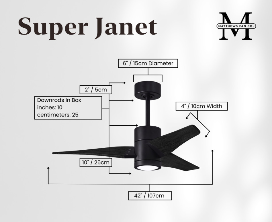 Matthews Fan Company Super Janet Ceiling Fan Textured Bronze 42" Barnwood Blades gallery