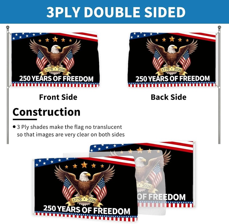 250 Anniversary Flag 3 x 5 Ft Double Sided 3 Ply American Flag Eagle 1776-2026 gallery