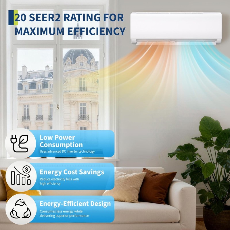 24000 BTU Wifi Mini Split Air Conditioner & Heat Pump 21 SEER2 1500 Sq.Ft 230V gallery