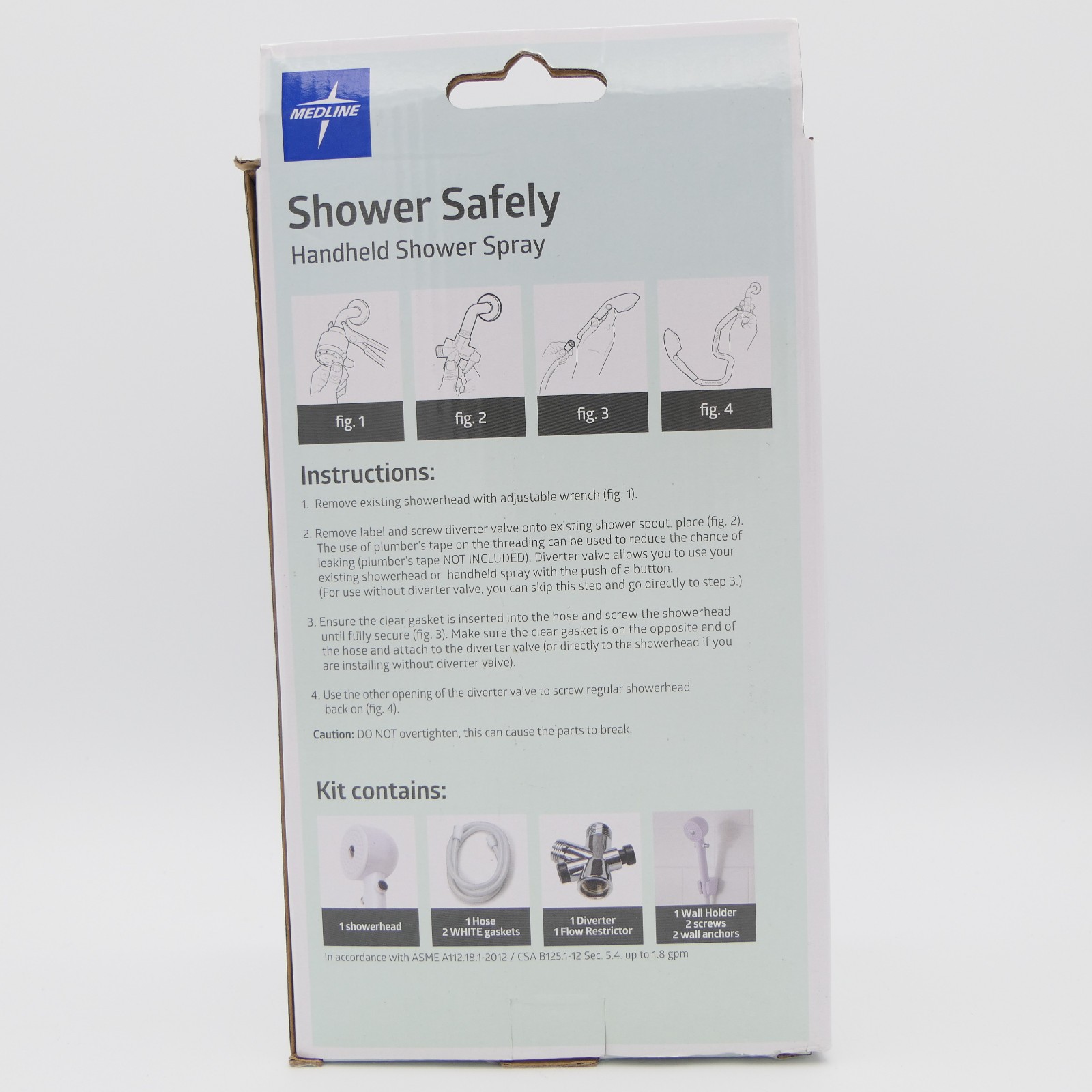 MedLine Shower Safely Handheld Shower Spray Extra Long 7 ft Hose White 1.8 GPM gallery