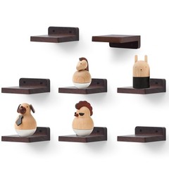 Small Floating Display Ledge Wall Shelf 4×4 Inch Rustic Dark Walnut 8 PCS