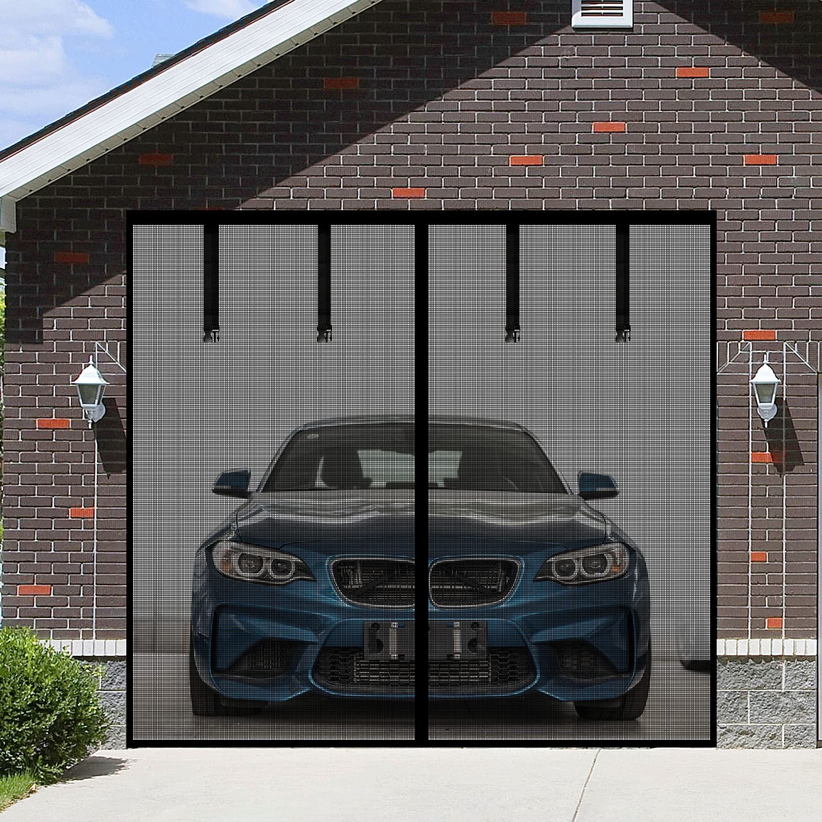 Magnetic Garage Screen Door for 1 Car Doors 9x7FT- 9X7 FT, Black gallery