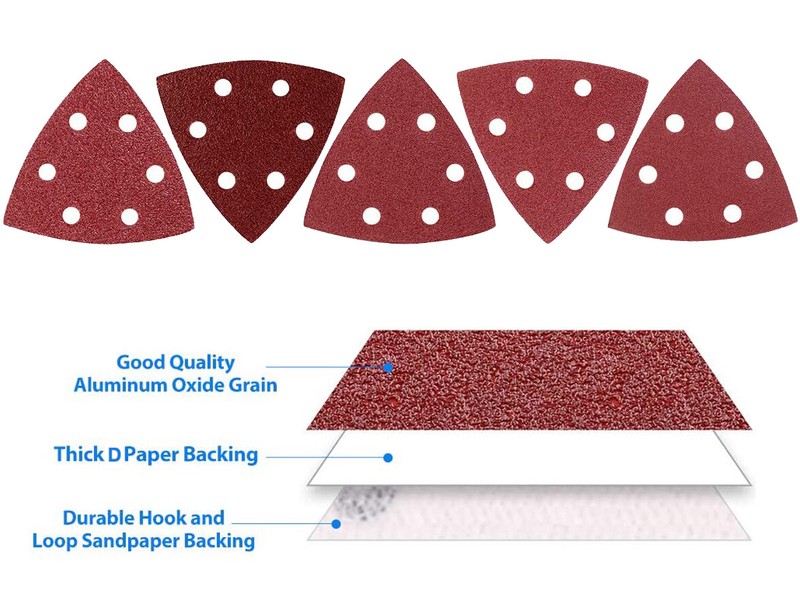SATC 500PCS 3.5in 6-H AO Triangle Sanding Discs Hook & Loop Sandpaper For Metal gallery