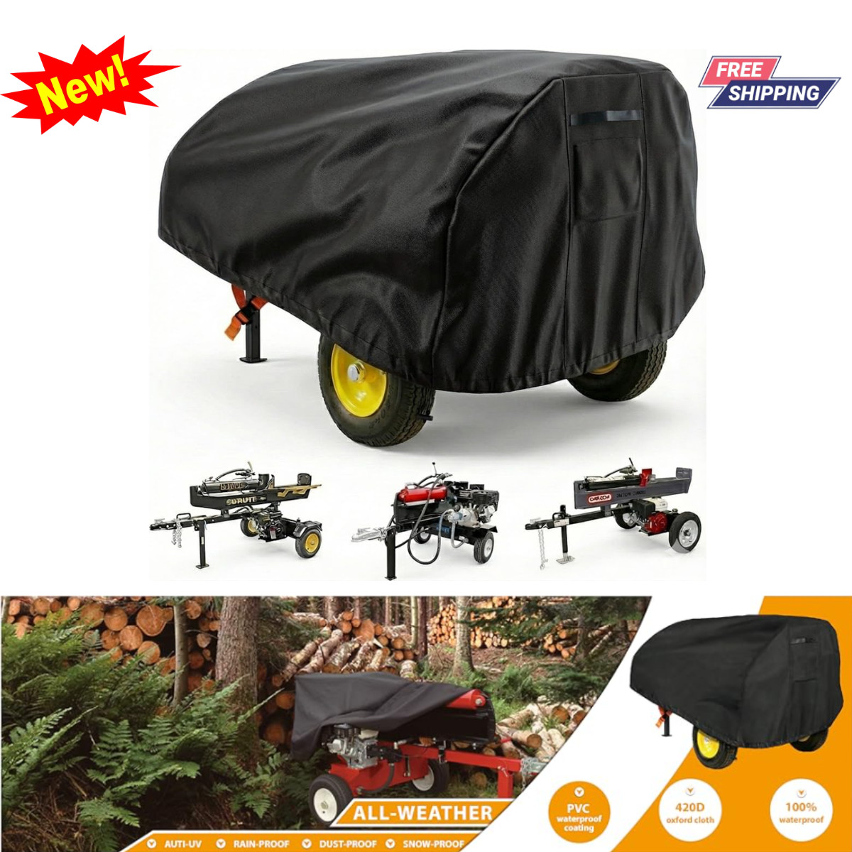 Heavy Duty Log Splitter Cover Waterproof 94x49x41 Oxford Cloth 15-45 Ton Gas gallery