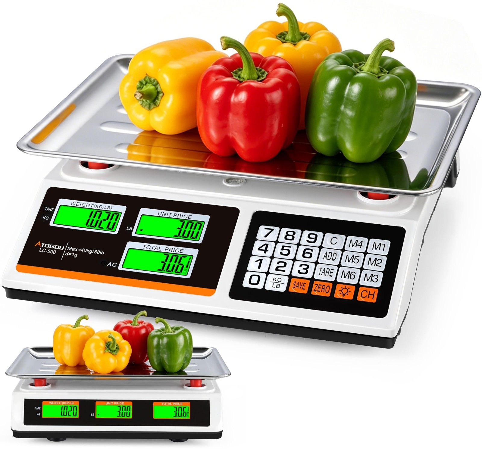 88lb/40kg Price Computing Scale - Dual-Sided Display, Rechargeable, Food & Kitch gallery