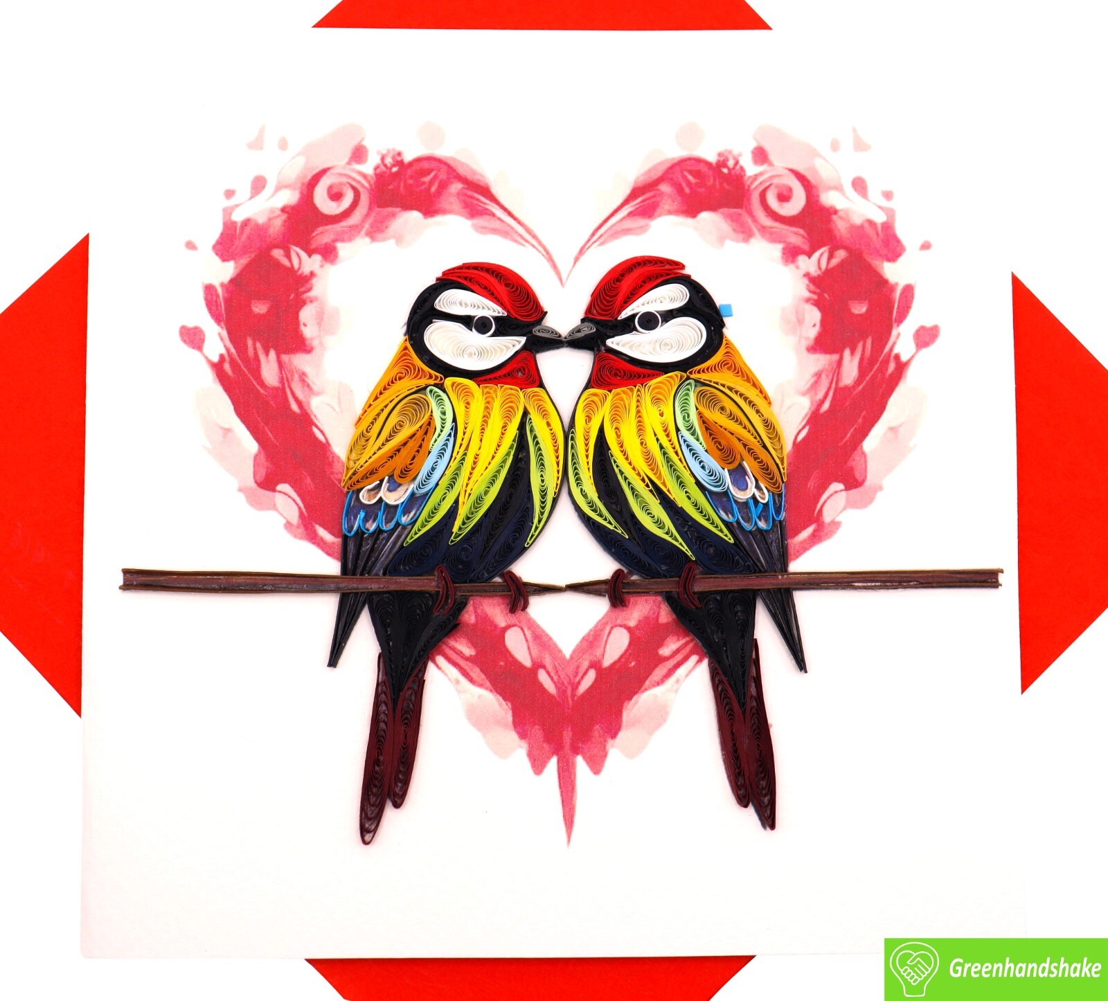 Parroted Love Quilling Greeting Card - Unique Handmade Art. gallery