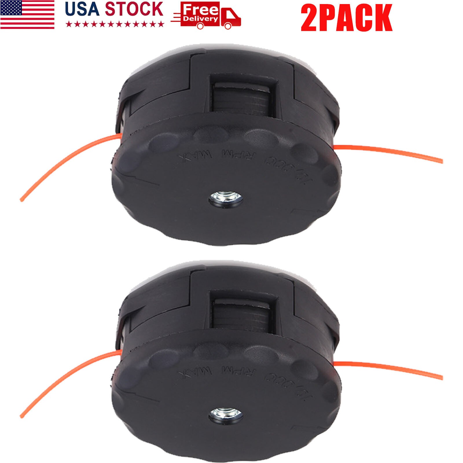 2 x Trimmer Head Black Accessory Universal Easy Installation Weeds Eater Head gallery