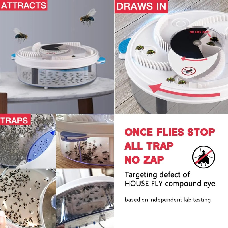 Electric Fly Trap Automatic Fly Catcher Rotating Fly Pest Repellent Kitchen Tool gallery