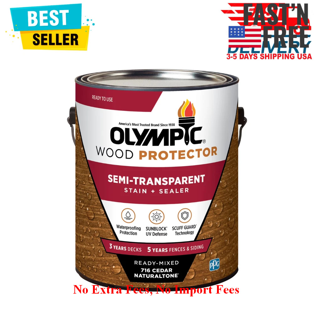 Olympic Wood Protector Cedar Semi-Transparent Exterior Stain & Sealer, 1 Gallon gallery