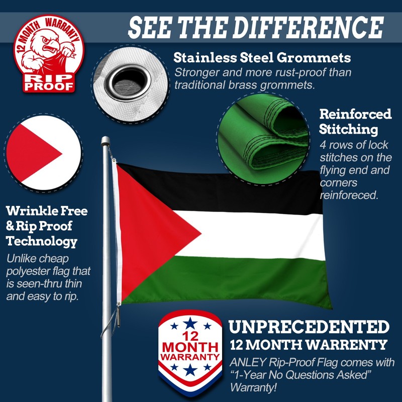 Anley 3x5 Ft Palestine Flag Rip-Proof Double Sided Palestinian National Flags gallery