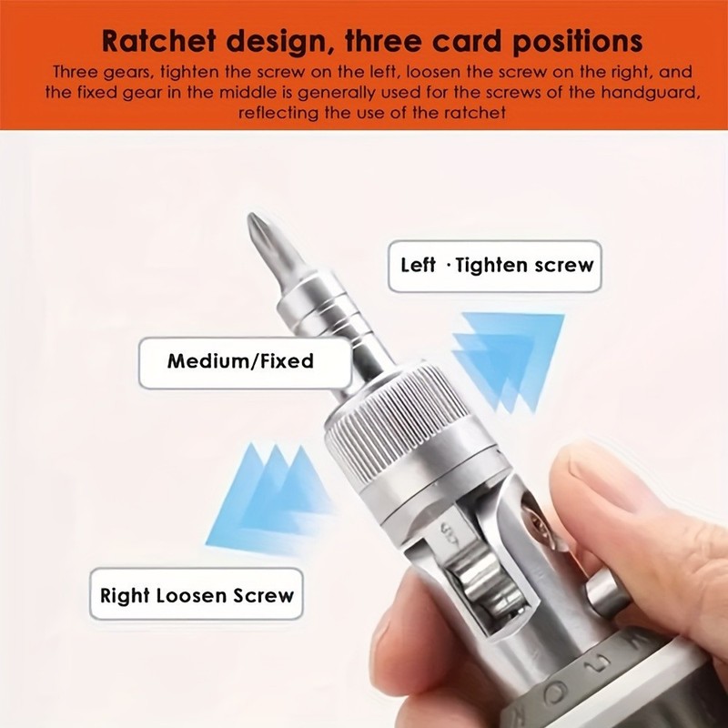 Multi-Angle Ratchet Screwdriver Set - 8 Bits, Adjustable for Tight Spaces gallery