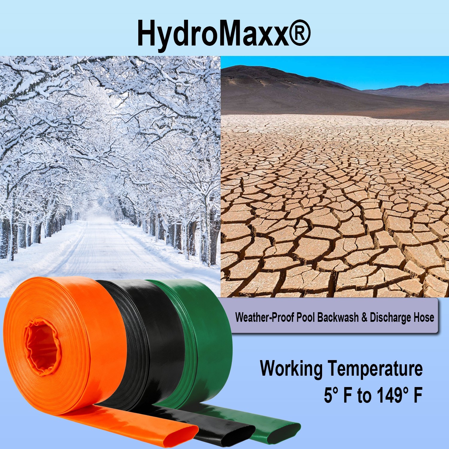 4 Bar Agricultural Grade PVC Lay Flat Discharge Hose - Green, Orange & Black gallery