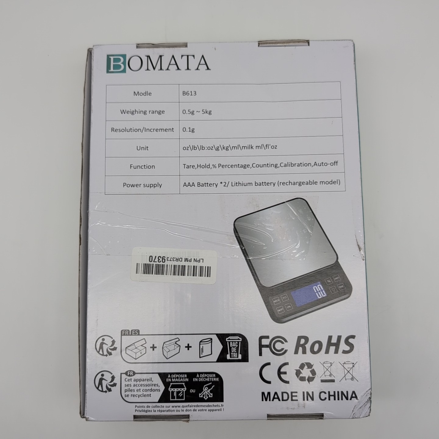 BOMATA Large Digital Kitchen Scale 0.1g/0.001oz High Precision, 5kg/11lb Bakery gallery