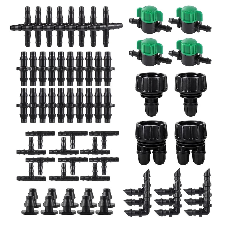 128 Pcs 1/4 Barbed Connectors Irrigation Fittings Kit, 3/4'' to 1/4'' 128 gallery