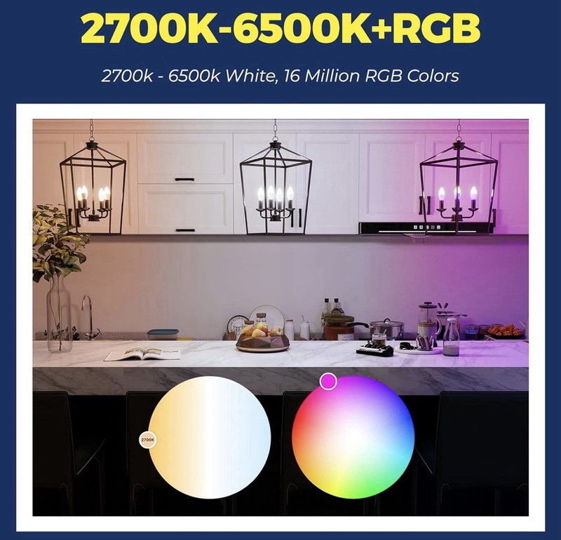 Lightinginside E12 Smart Light Bulb 60W Equivalent RGBCW LED Candelabra 4 Pack gallery