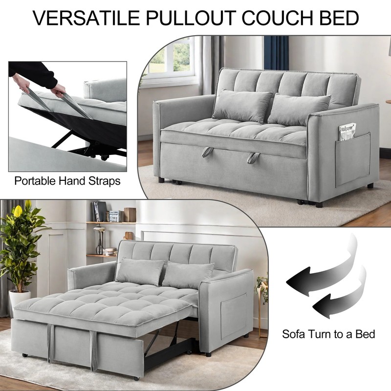 3 in 1 Convertible Sleeper Sofa Pull Out Bed Loveseat Couch Adjustable Backrest gallery
