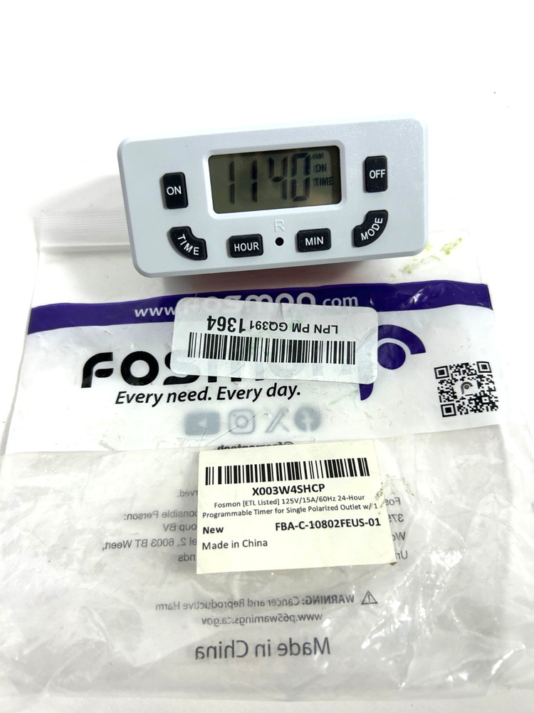 Fosmon Genuine C-10749US 24 Hour Programmable Timer 125VAC 60Hz LCD (2)