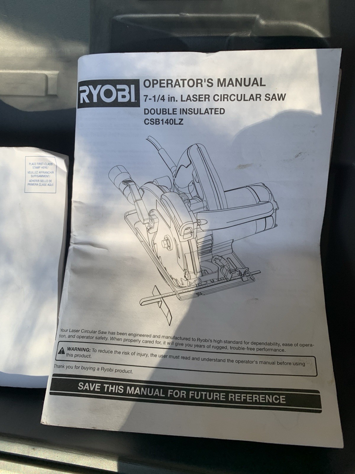 Ryobi 7-1/4IN Circular Saw CSB140LZ With Manual, NEW IN PLASTIC CARRYING CASE gallery