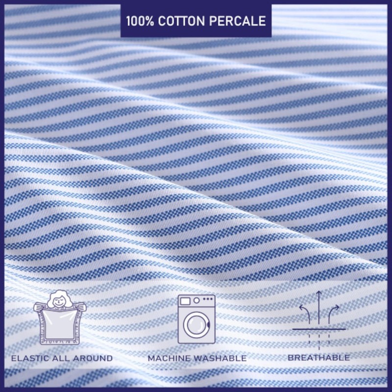 XL Fitted Sheet Cotton Percale Bedding Crisp Cool Deep Pocket Fully Elasticize gallery