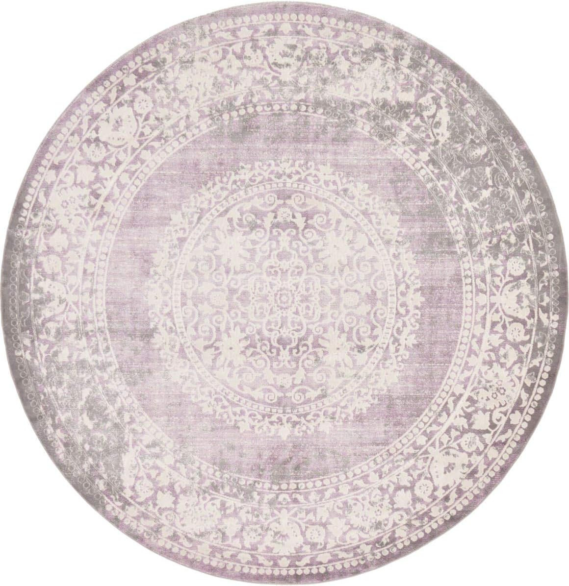 Olwen Round Area Rug - 8' Purple/Gray New Classical Collection gallery