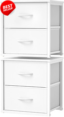 2 Pack Stackable Closet Storage Drawers Wood Top Metal Frame White Dresser – US