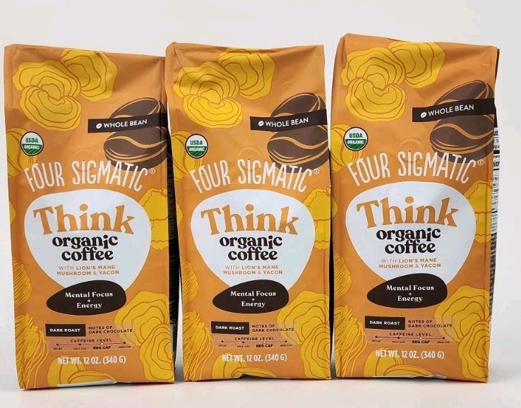 Four Sigmatic Think Organic Coffee Lions Mane Mushroom Whole Bean 07/26 (3 Pack) gallery
