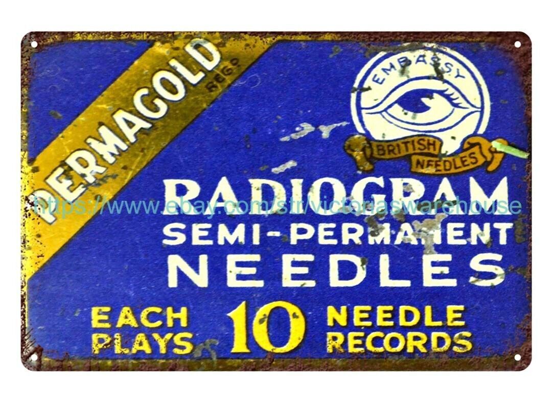 Radiogram semi permanent needles metal tin sign discount unframed art gallery