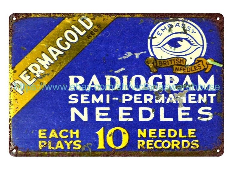 Radiogram semi permanent needles metal tin sign discount unframed art gallery
