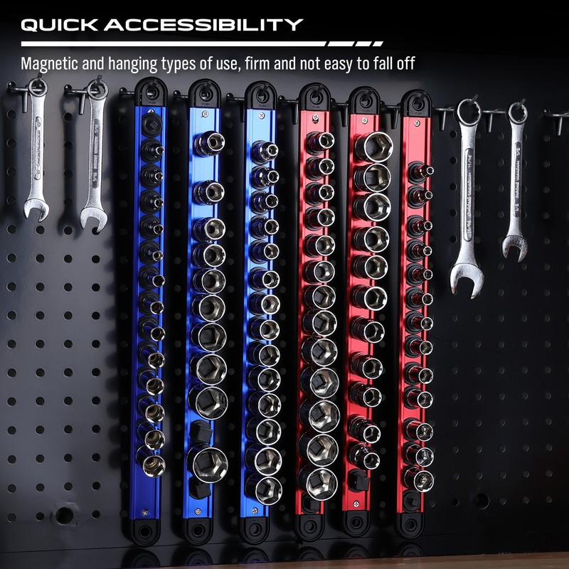 6PC Magnetic Socket Holder Organizer Set 1/4 3/8 1/2 Socket Tray For Auto Garage gallery