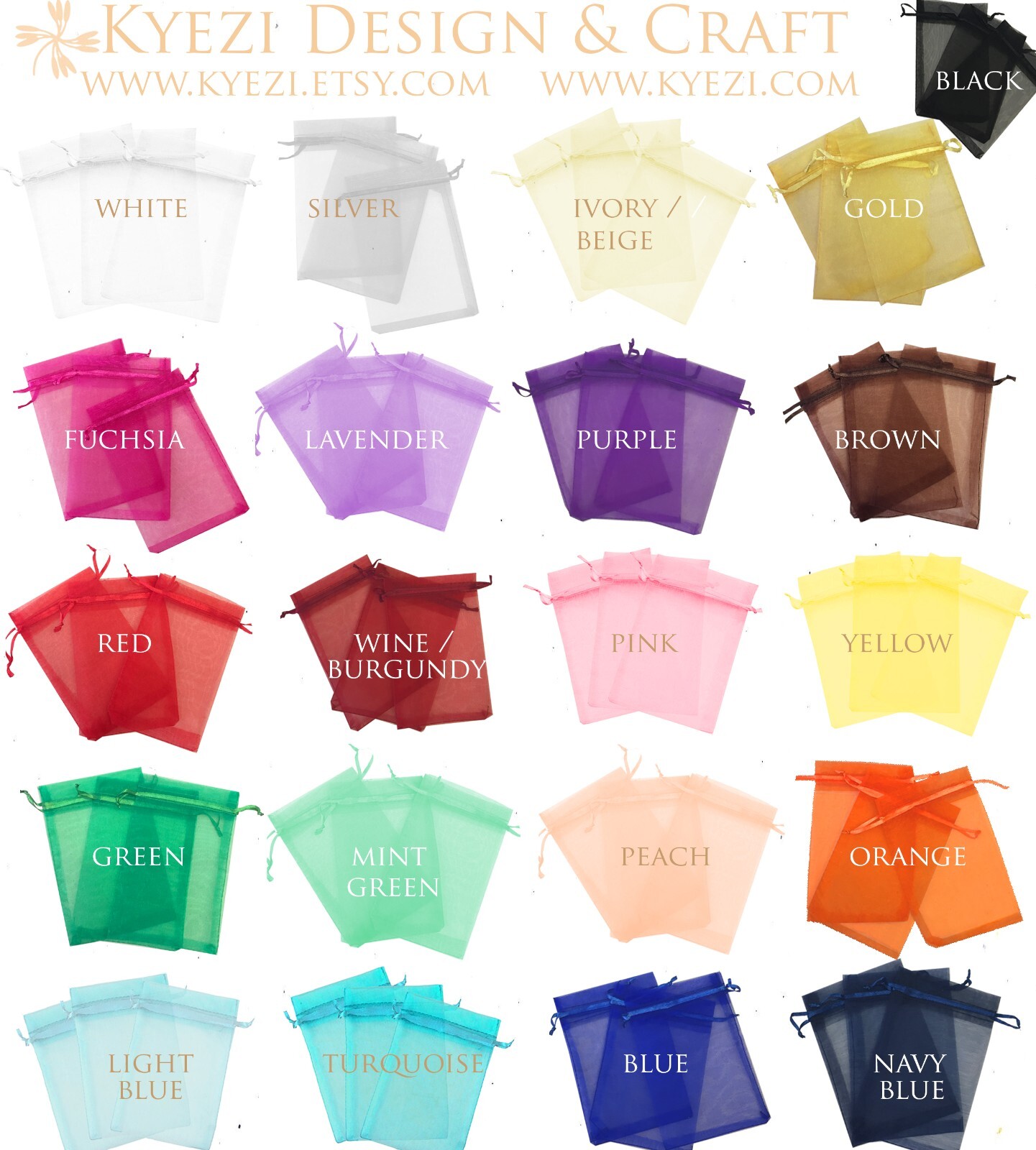 1000/3000/5000 Drawstring Organza Bag Jewelry Pouch Wedding Party Gift Bag gallery