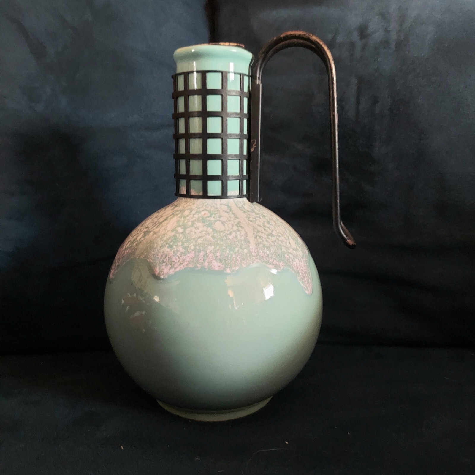 Mint Green Or Light Teal Pitcher With Metal Handle And Cork gallery