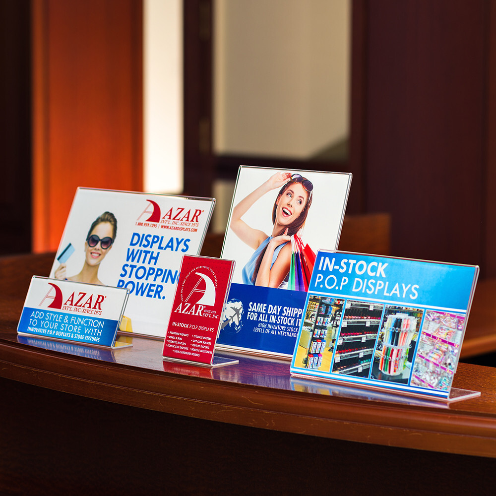Azar Displays Angled L-Shaped Frame 7"x 5''High, 10-Pack gallery