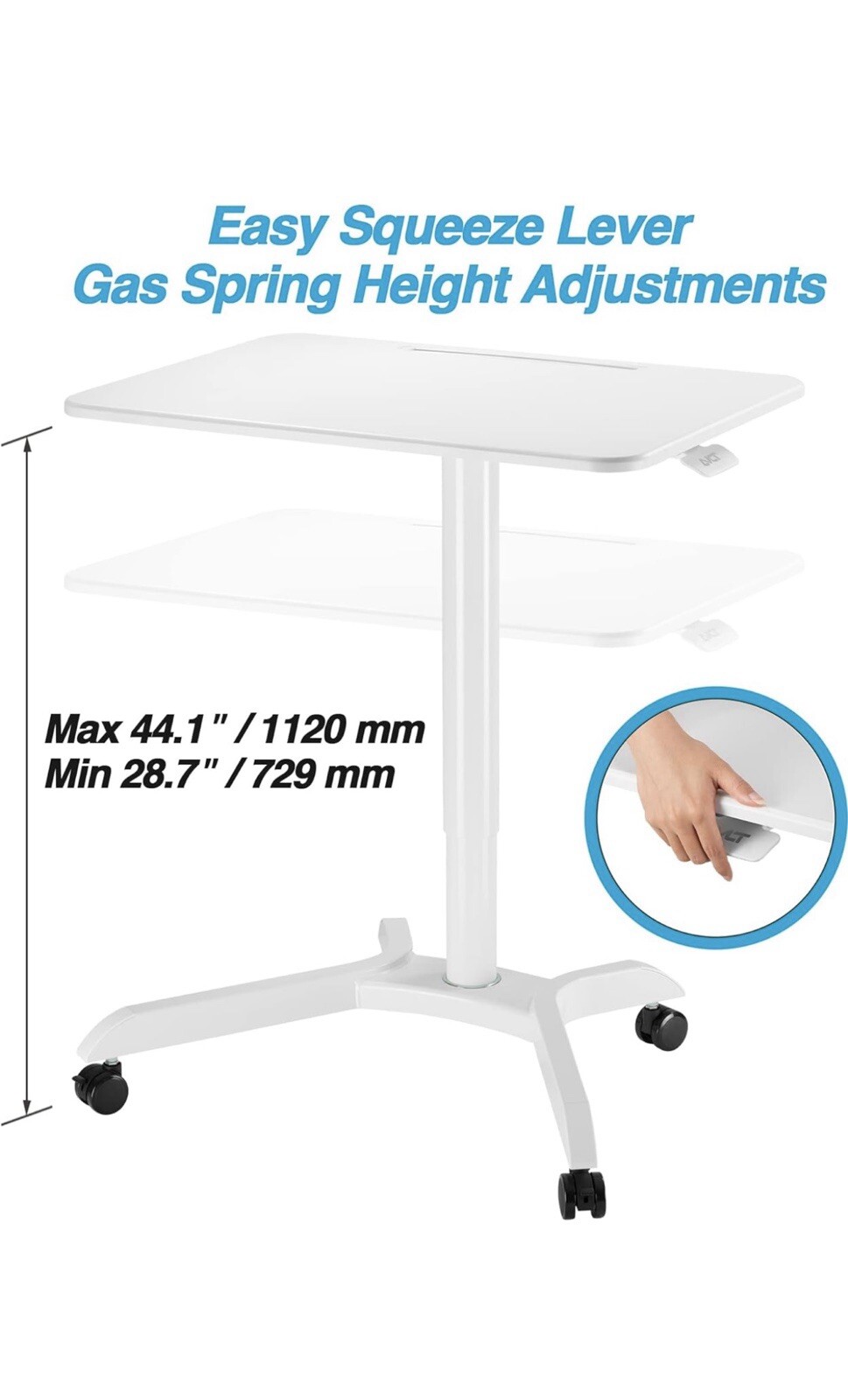 AVLT Pneumatic Mobile Laptop Desk Cart  NEW - WHITE gallery