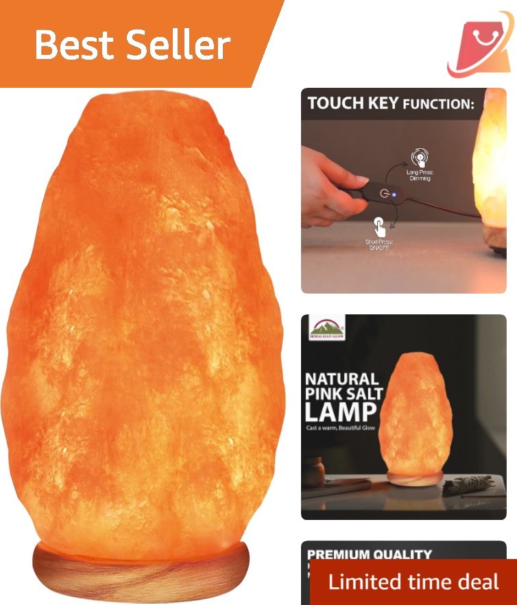 Salt Lamp Himalayan Salt Crystal with Touch Dimmer Unfinished Wood Base 5-7 lbs gallery