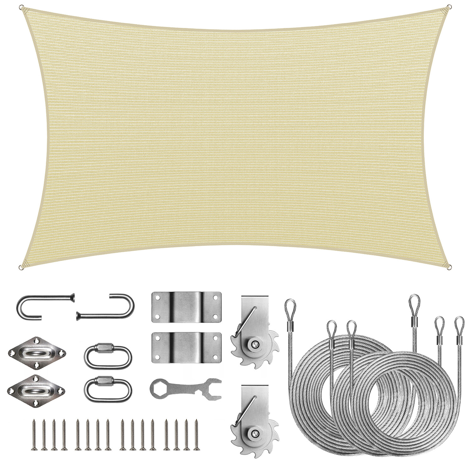 ColourTree Sun Shade Sail Rectangle with Winch + Hardware Kit + Cables gallery