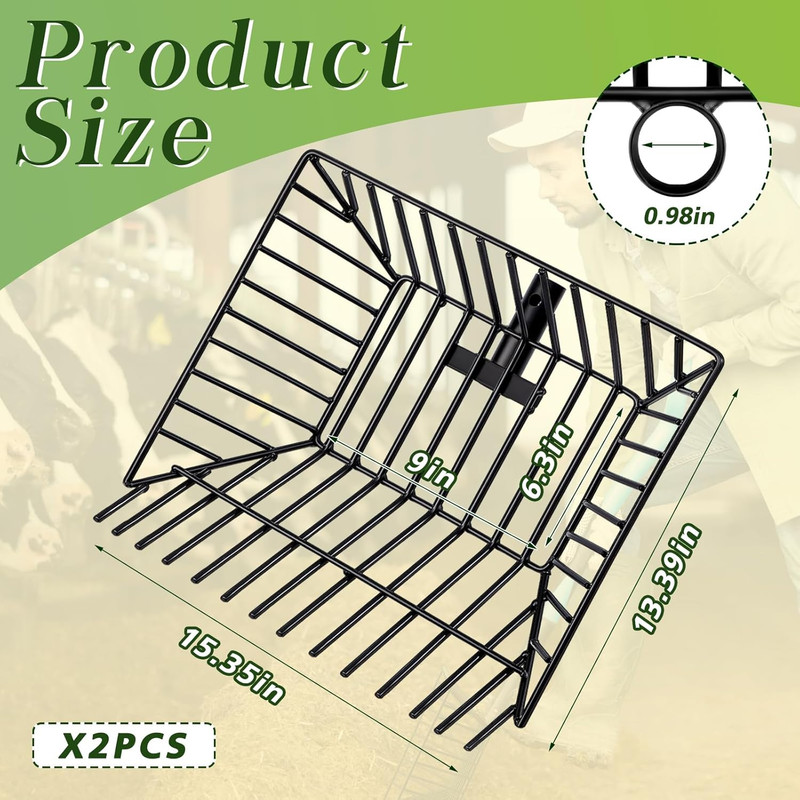 2 Pcs Metal Pitch Fork Replacement Head with Deep Basket Design Metal Manure For gallery