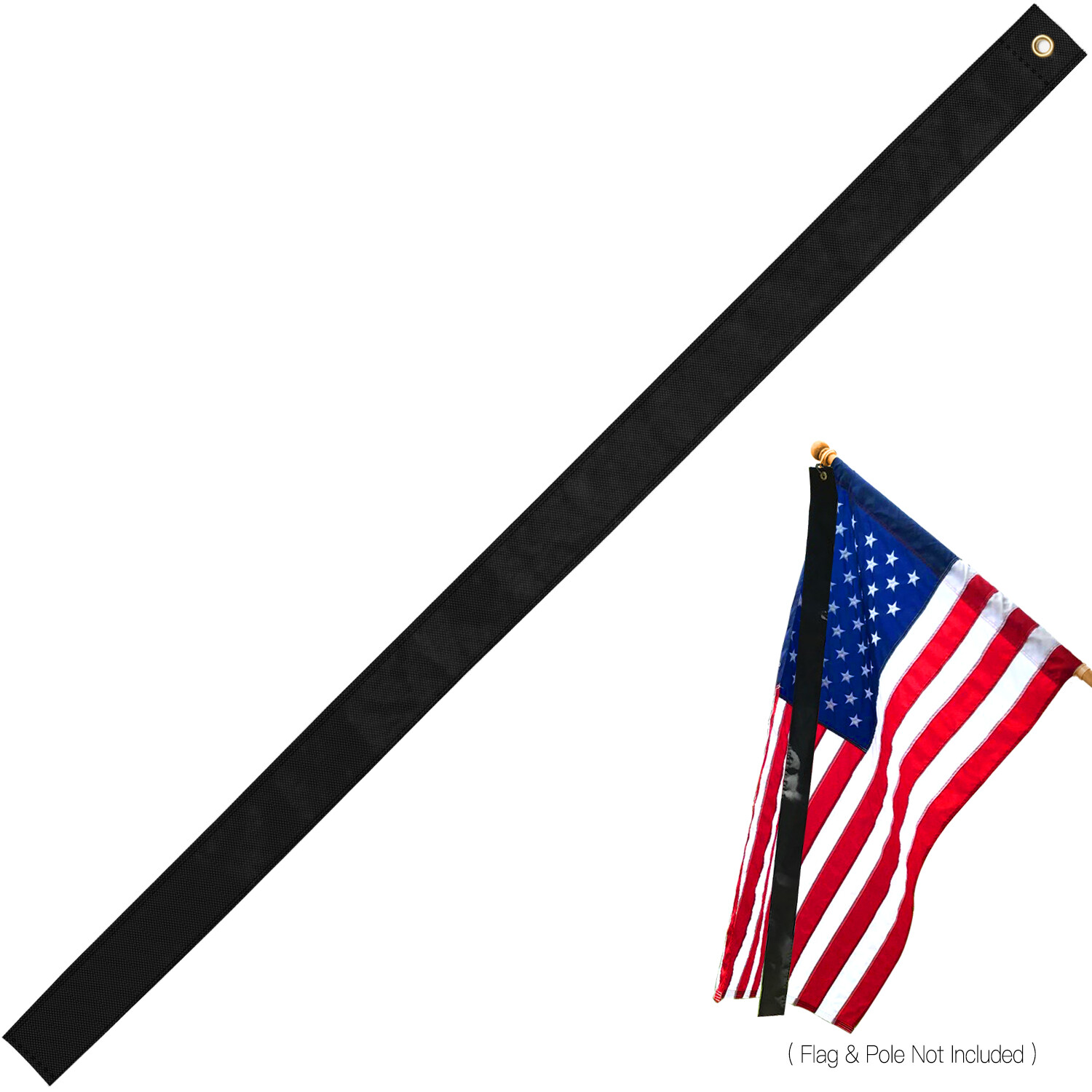 Anley Flag Mourning Streamer - Ideal for 3x5 FT Flag - Half-Mast Mourning Ribbon gallery