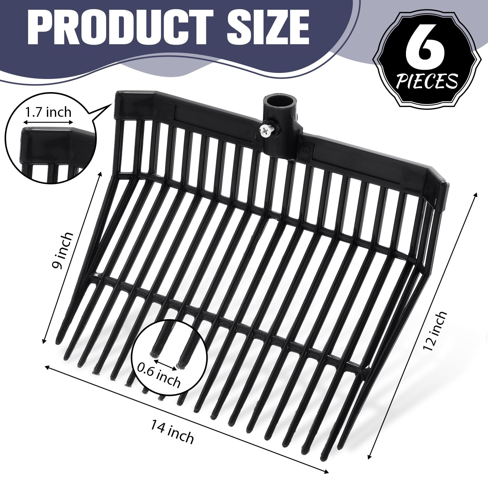 Manure Fork Replacement Head, 18 Tines Pitchfork with Screws & Nuts, Black gallery