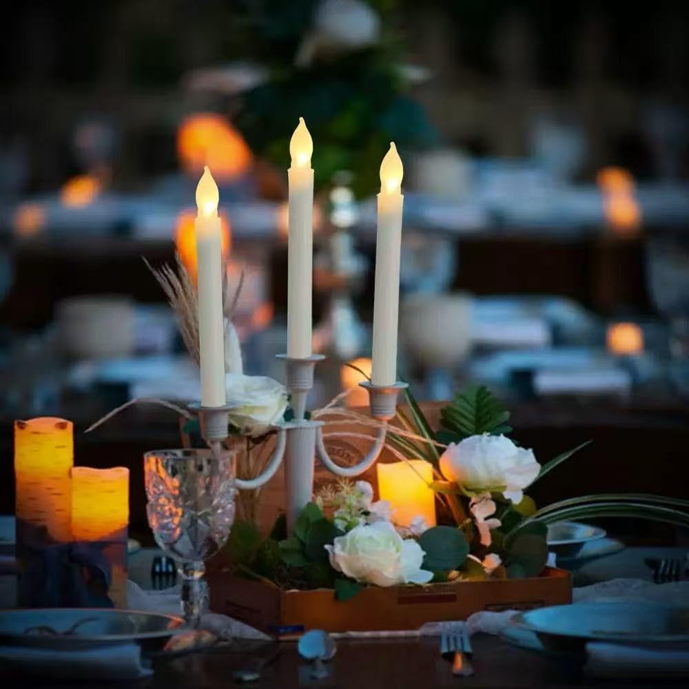 12 pcs Flameless Flickering LED Taper Candles Bulk Battery Operated Candles f... gallery