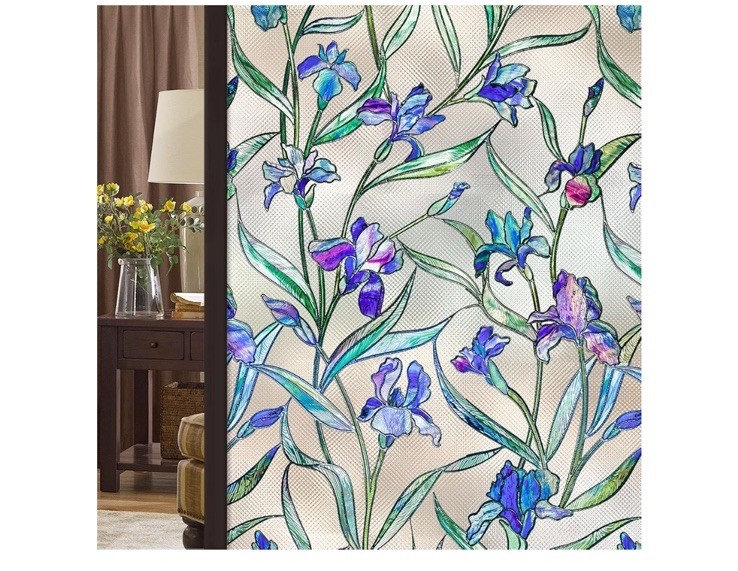 Window Privacy Film Stained Glass Window Clings 3D Violet Flower Decorative S... gallery