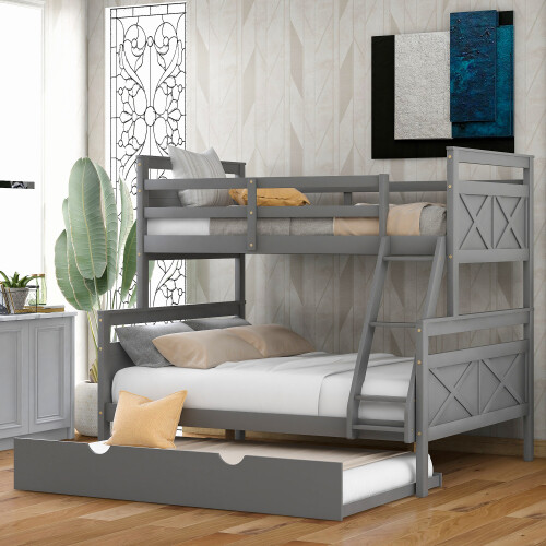 Wooden Bunk Bed w/ Storage Drawers or Trundle Bed Twin Over Full Bunk Bed Frames gallery