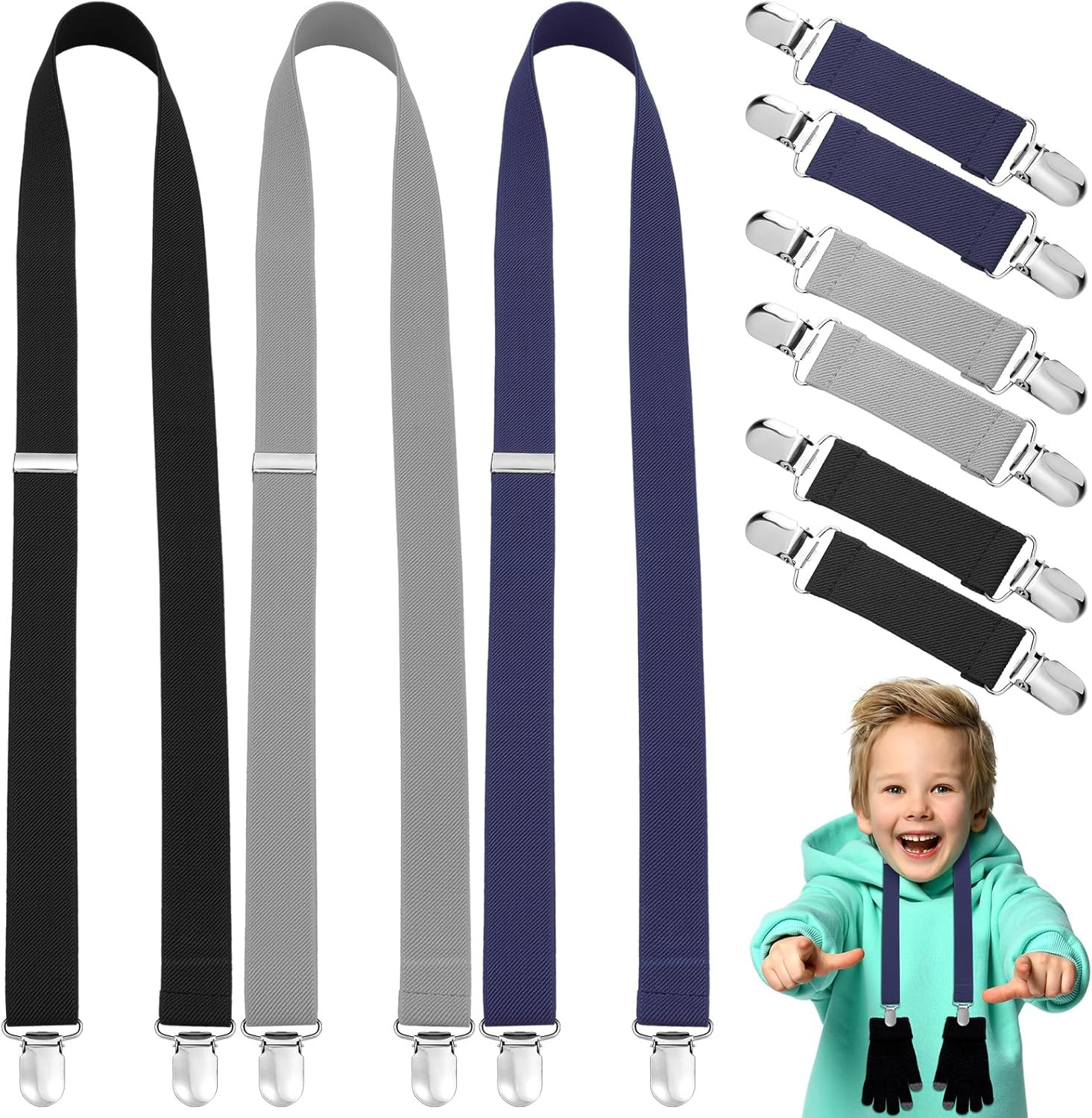 9 Pcs Kids Glove Clips Adjustable Mitten Holder Elastic Straps Winter Accessorie gallery